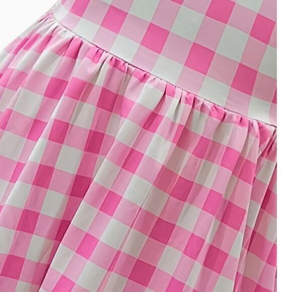 Barbie The Movie Pink Plaid Dress with Hair Bow Halloween Cosplay Princess New - Picture 5 of 8